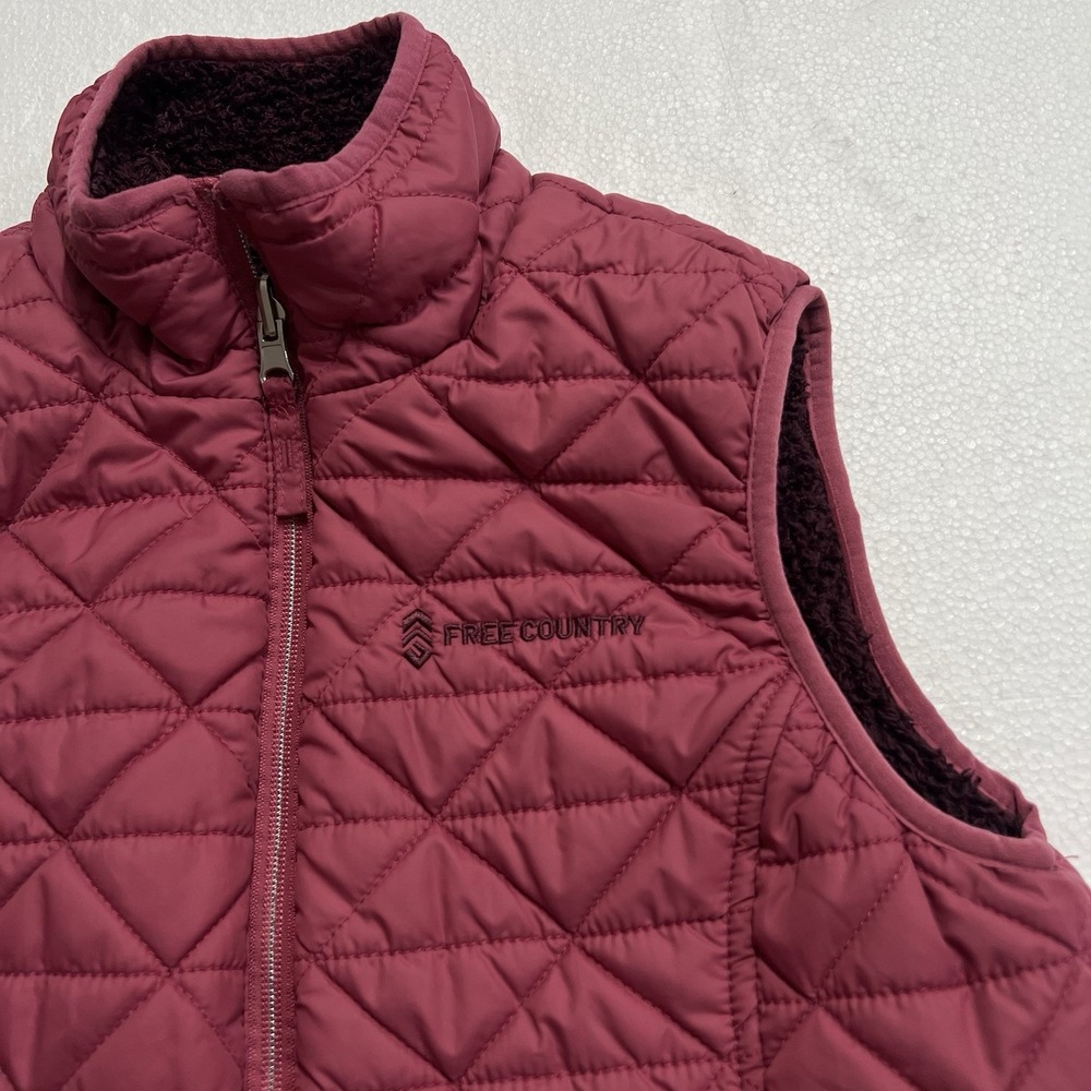Free Country Dark Pink Plum Womens Reversible Vest Size Small